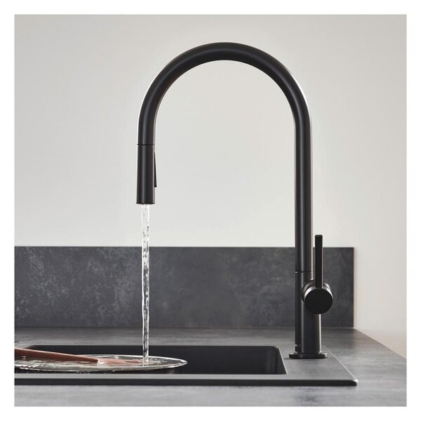 Hansgrohe Talis M54 kuchyňská páková baterie 210, vytahovatelná sprška, 2jet, matná černá 72800670