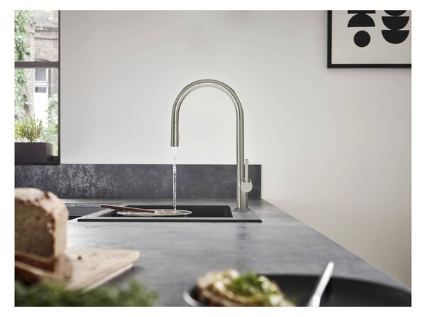 Hansgrohe Talis M54 kuchyňská páková baterie 210, vytahovatelná sprška, 2jet, vzhled nerezu 72800800
