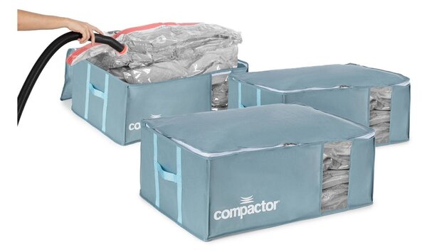 Vakuové plastové úložné boxy na oblečení v sadě 3 ks 65x45x27 cm Blue Edition – Compactor