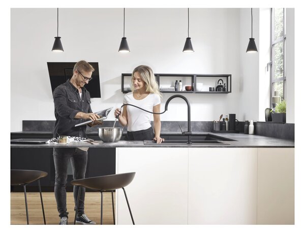 Hansgrohe Talis M54 kuchyňská páková baterie 210, vytahovatelná sprška, 2jet, matná černá 72800670