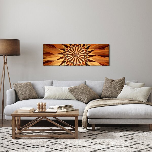 Obraz - Dřevěná koláž (s hodinami) (90x30 cm)