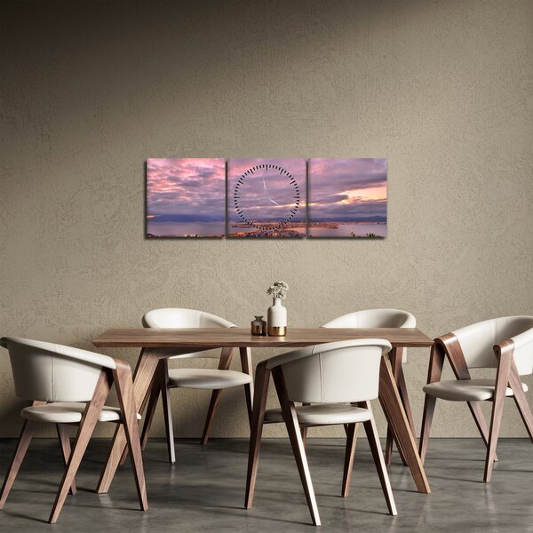 Obraz - Soumrak nad městem (s hodinami) (90x30 cm)