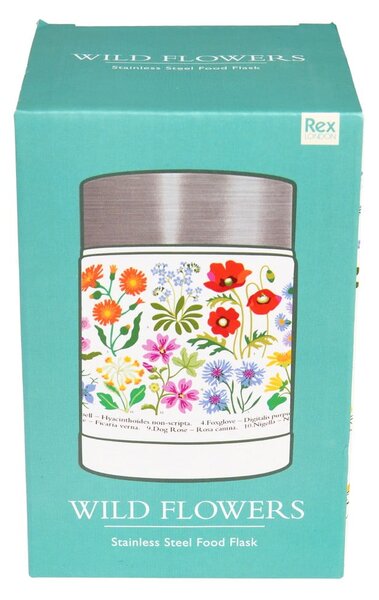 Krémová/ve stříbrné barvě termoska na jídlo/dětská 450 ml Wild Flowers – Rex London