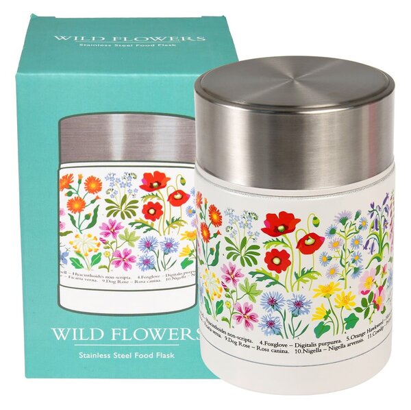 Krémová/ve stříbrné barvě termoska na jídlo/dětská 450 ml Wild Flowers – Rex London