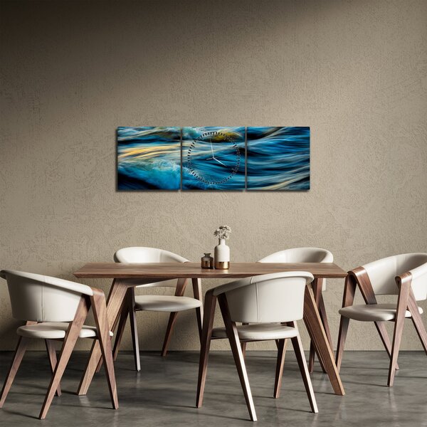 Obraz - Vlny (s hodinami) (90x30 cm)
