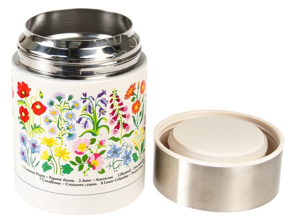 Krémová/ve stříbrné barvě termoska na jídlo/dětská 450 ml Wild Flowers – Rex London