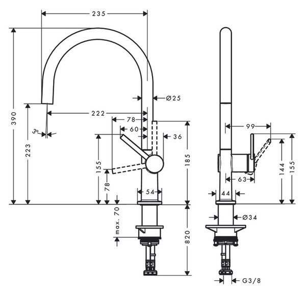 Hansgrohe Talis M54 kuchyňská páková baterie 220, 1jet, matná černá 72804670