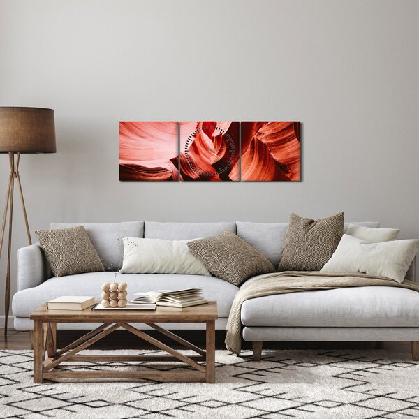 Obraz červených skal (s hodinami) (90x30 cm)