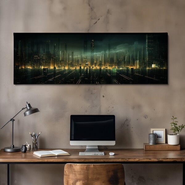 Obraz na plátně - Futuristické město, které nespí FeelHappy.cz Velikost obrazu: 120 x 40 cm