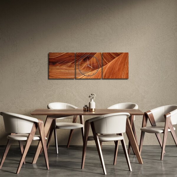 Obraz - Červený písek (s hodinami) (90x30 cm)