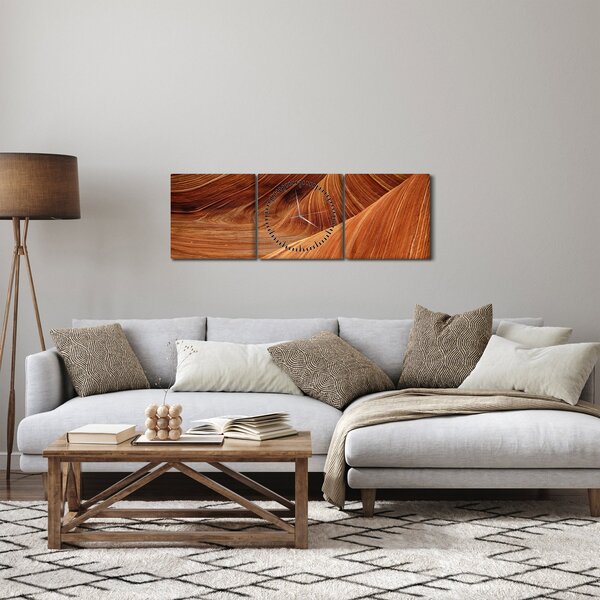 Obraz - Červený písek (s hodinami) (90x30 cm)