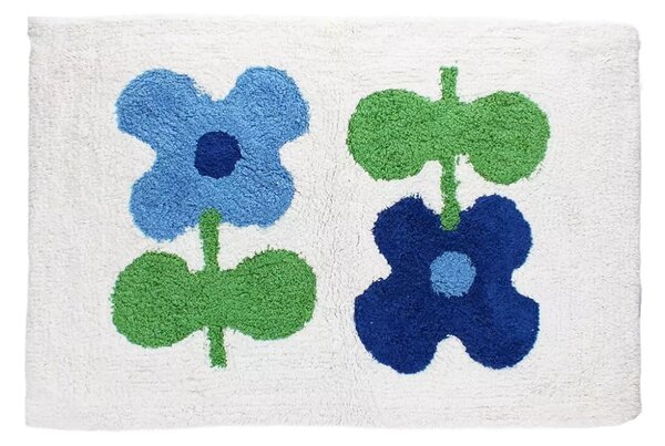 Bílá/modrá koupelnová předložka 50x80 cm Blue Flowers – Rex London