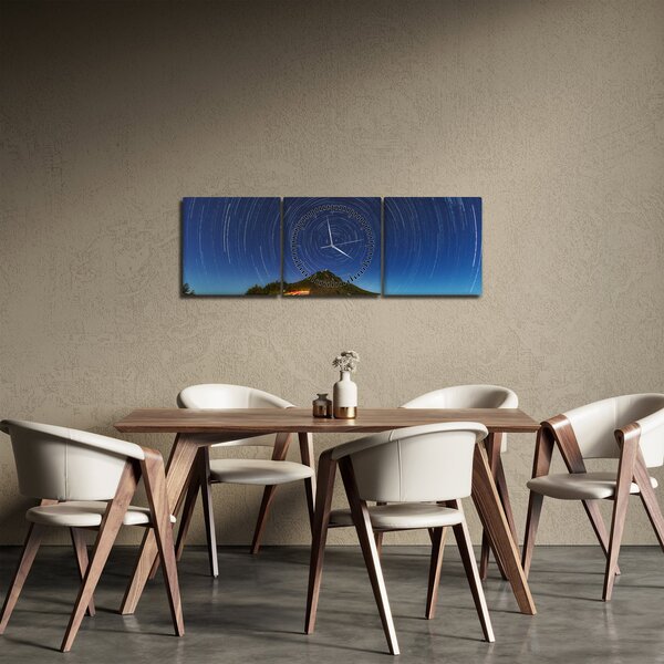 Obraz rotujících hvězd (s hodinami) (90x30 cm)