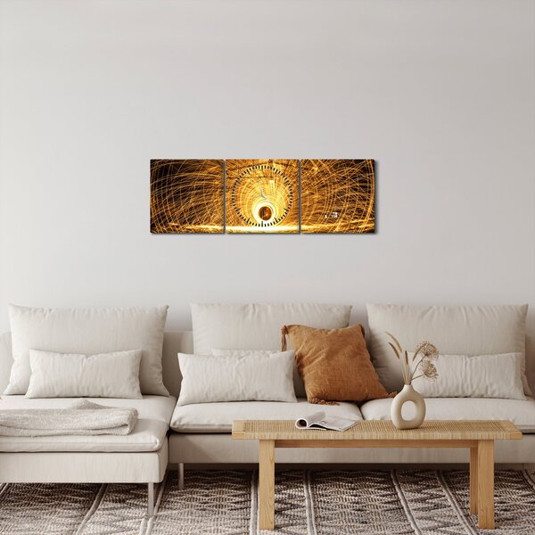 Obraz svíticího disku (s hodinami) (90x30 cm)
