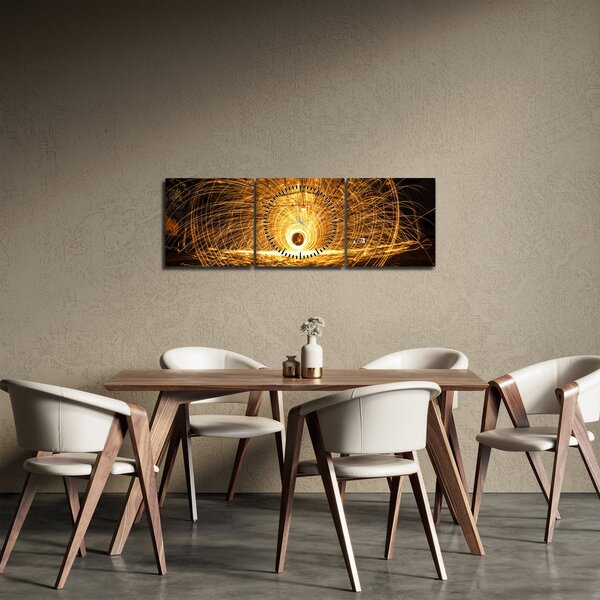 Obraz svíticího disku (s hodinami) (90x30 cm)