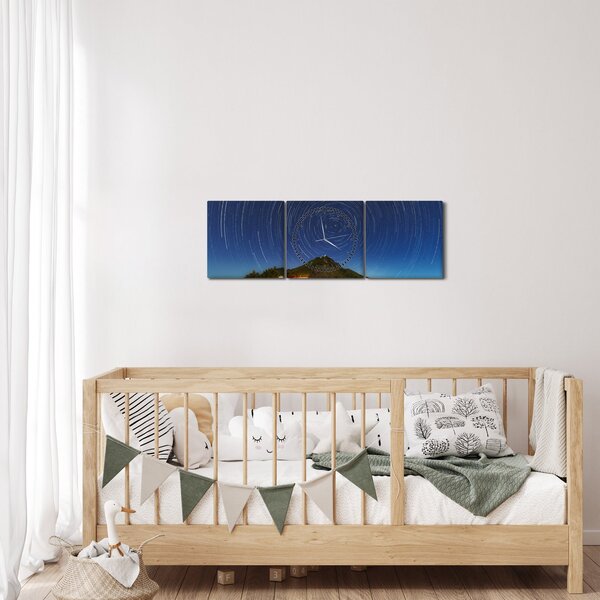 Obraz rotujících hvězd (s hodinami) (90x30 cm)