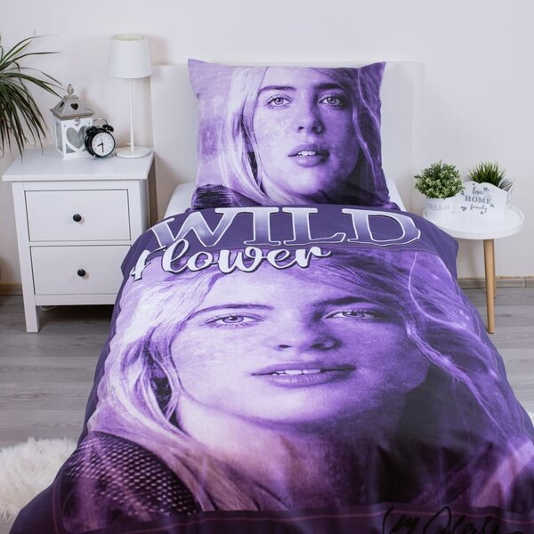 Fialové bavlněné dětské povlečení na jednolůžko 200x140 cm Billie Eilish – Jerry Fabrics