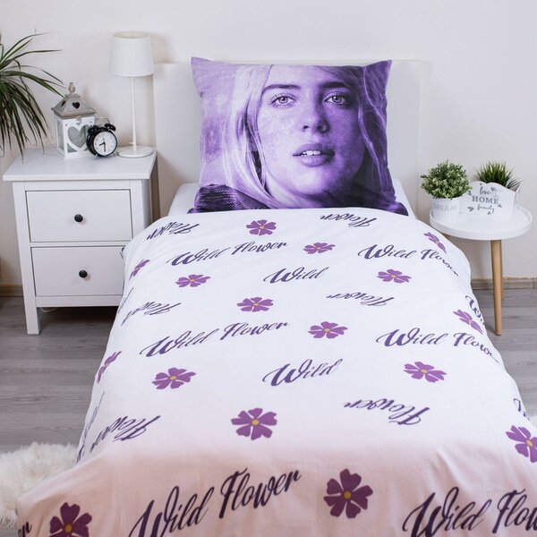Fialové bavlněné dětské povlečení na jednolůžko 200x140 cm Billie Eilish – Jerry Fabrics
