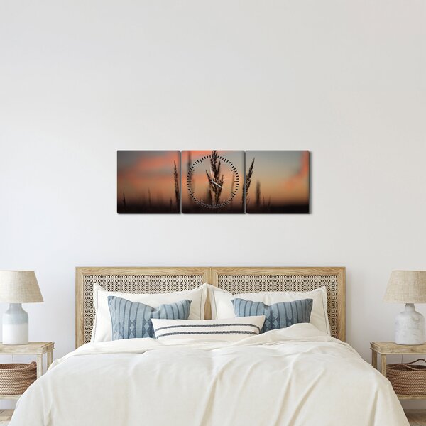Obraz - Silueta rostliny (s hodinami) (90x30 cm)