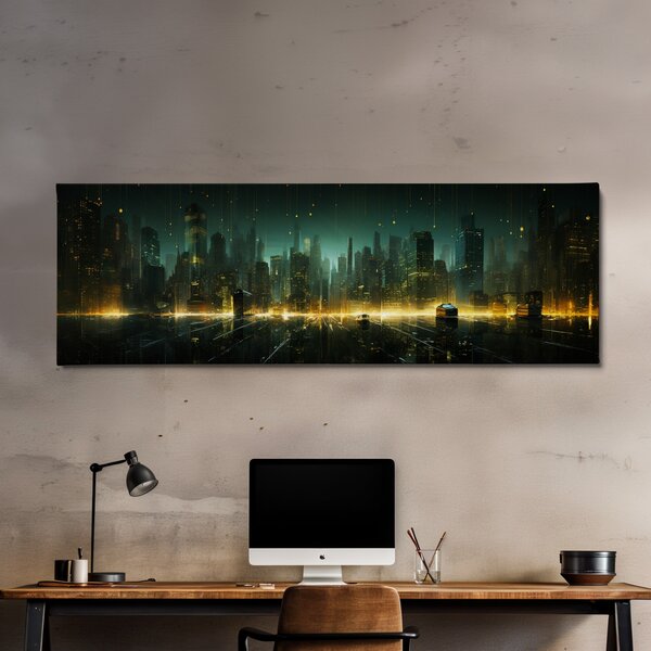 Obraz na plátně - Futuristické město - Záblesk budoucnosti FeelHappy.cz Velikost obrazu: 60 x 20 cm
