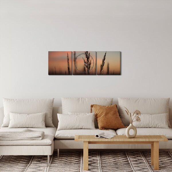 Obraz - Silueta rostliny (s hodinami) (90x30 cm)