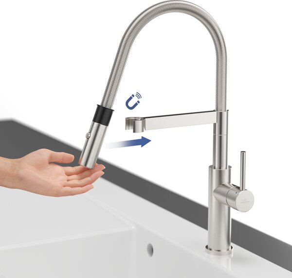 VILLEROY & BOCH Villeroy Boch Steel Expert 2.0 - Dřezová baterie stojánková strunová, antracit 92800005