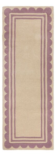 Ručně tkaný vlněný běhoun ve fialovo-přírodní barvě 80x230 cm Lois Scallop – Flair Rugs