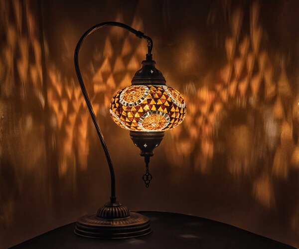 Krásy Orientu Orientální skleněná mozaiková lampa Enise - Swan - stolní