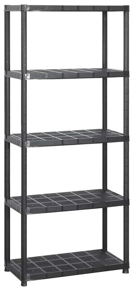 Úložný regál 5patrový černý 142 x 38 x 170 cm plast 3059852