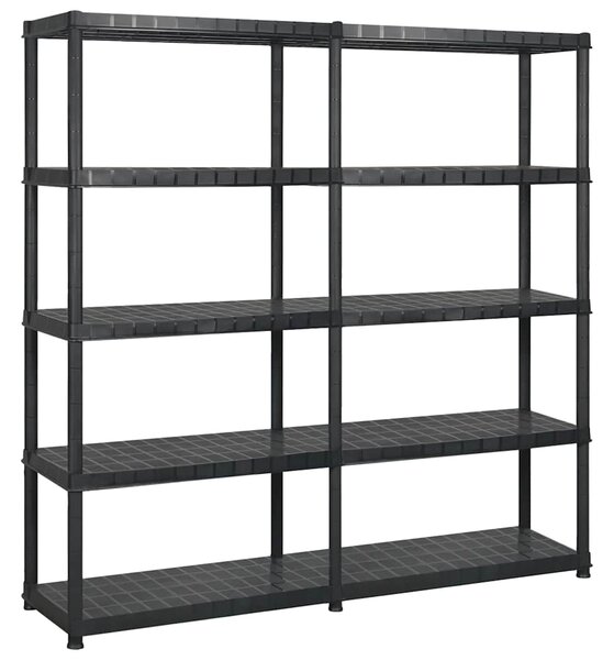 Úložný regál 5patrový černý 170 x 40 x 185 cm plast 3059853