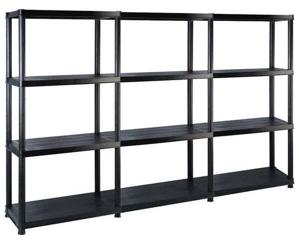 Úložný regál 4patrový černý 183 x 30,5 x 130 cm plast 3059855