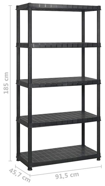 Úložný regál 5patrový černý 274,5 x 45,7 x 185 cm plast 3059858