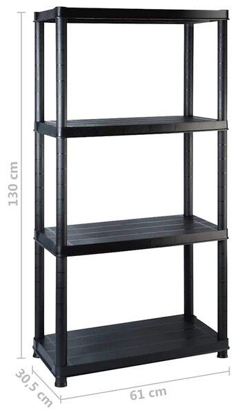Úložný regál 4patrový černý 244 x 30,5 x 130 cm plast 3059859