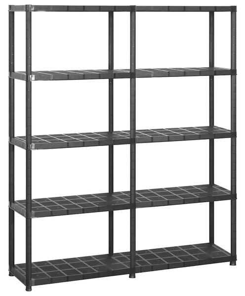 Úložný regál 5patrový černý 142 x 38 x 170 cm plast 3059852