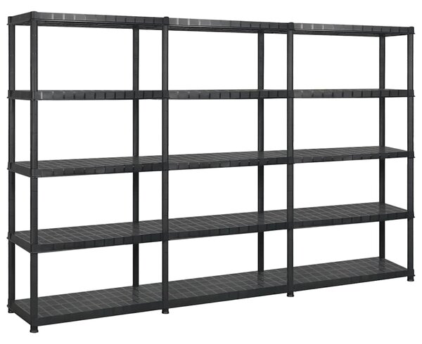 Úložný regál 5patrový černý 255 x 40 x 185 cm plast 3059857