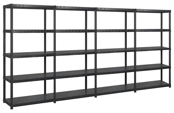 Úložný regál 5patrový černý 340 x 40 x 185 cm plast 3059861