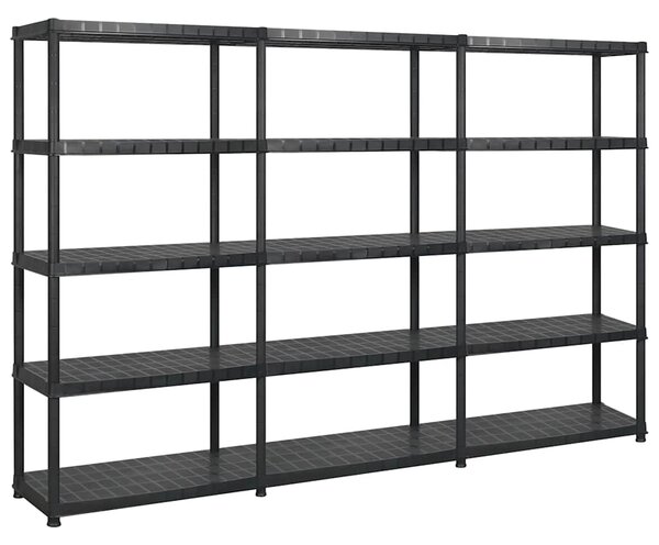 Úložný regál 5patrový černý 274,5 x 45,7 x 185 cm plast 3059858