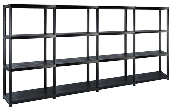 Úložný regál 4patrový černý 244 x 30,5 x 130 cm plast 3059859