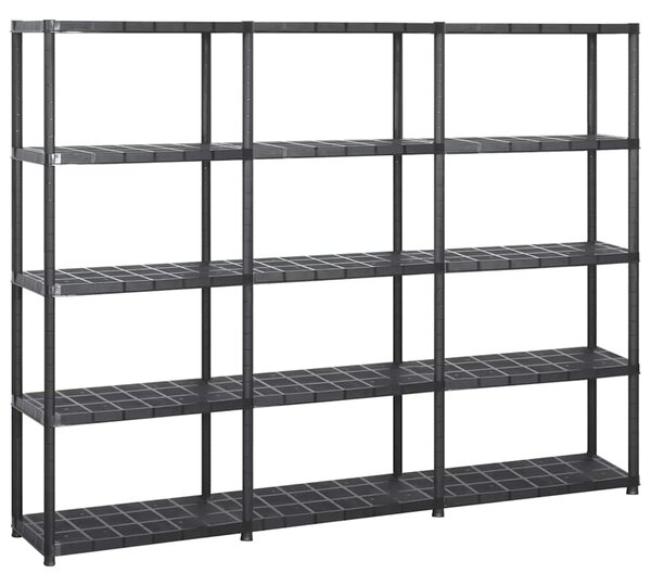 Úložný regál 5patrový černý 213 x 38 x 170 cm plast 3059856