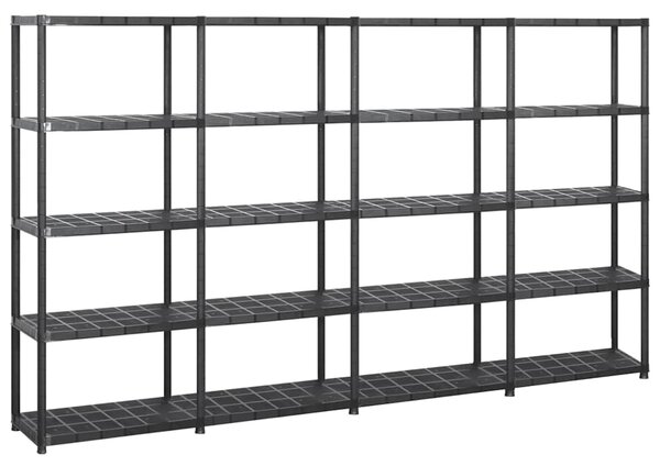 Úložný regál 5patrový černý 284 x 38 x 170 cm plast 3059860