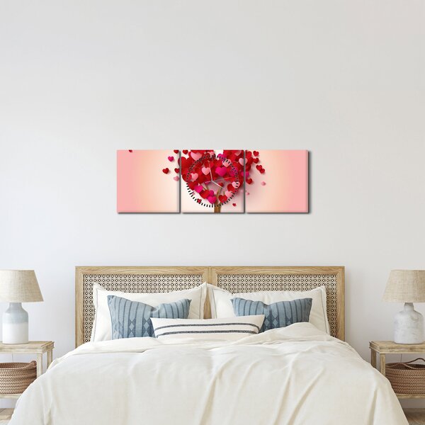 Obraz srdcového stromu (s hodinami) (90x30 cm)