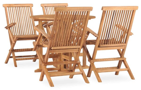 5dílný skládací zahradní jídelní set masivní teakové dřevo 3059978
