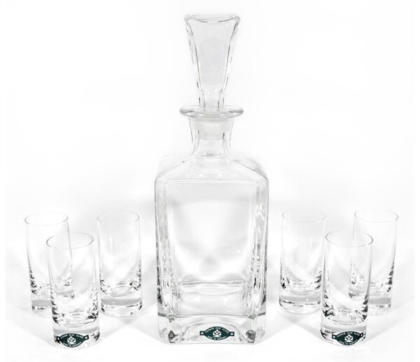 Výrobce po 1 ks Sada 1x skleněná láhev, 1x skleněná zátka a 6x sklenice na panáky čirá KK06904