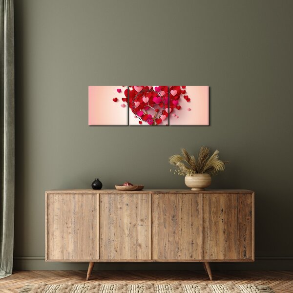 Obraz srdcového stromu (s hodinami) (90x30 cm)