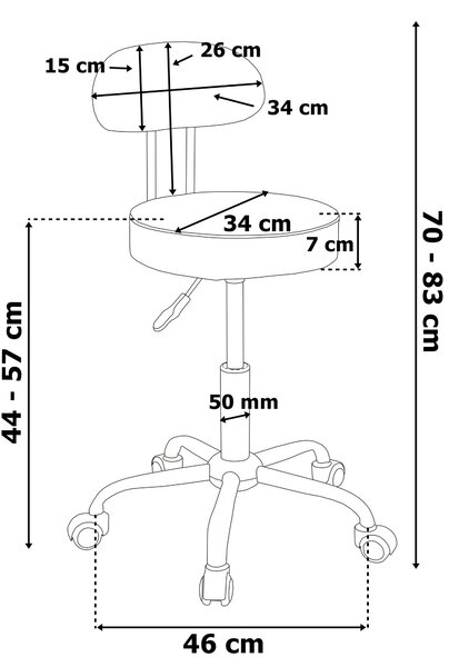 Kadeřnická a kosmetická stolička GAMMA – černá