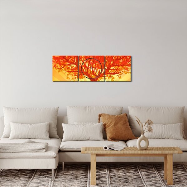 Obraz - Strom v záři slunce (s hodinami) (90x30 cm)