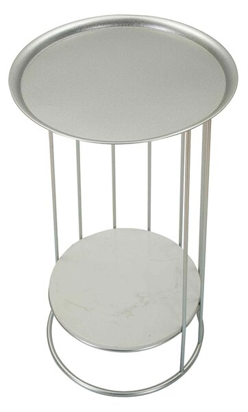 KONFERENČNÍ STOLEK, barvy stříbra, kov, kámen, 40/40/76 cm - Konferenční stolky, Online Only