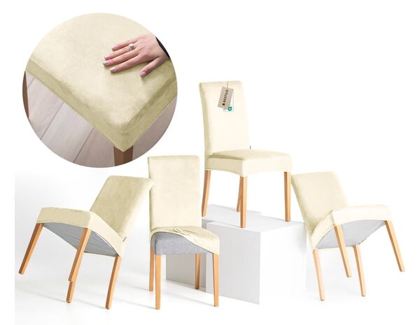 Krémové napínací potahy v sadě 4 ks na židli 48 cm Sento – Restilo