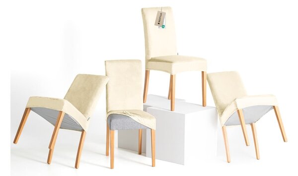 Krémové napínací potahy v sadě 4 ks na židli 48 cm Sento – Restilo