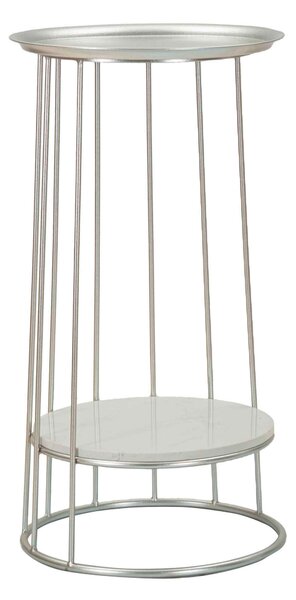 KONFERENČNÍ STOLEK, barvy stříbra, kov, kámen, 40/40/76 cm - Konferenční stolky, Online Only